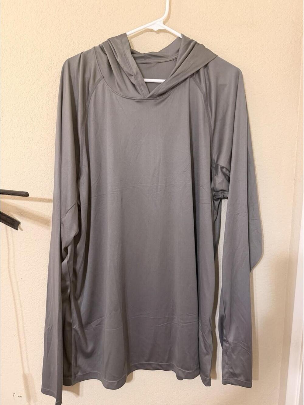 Gray 2XL Crew Neck Long Sleeve Polyester Pullover Hoodie. Men’s.